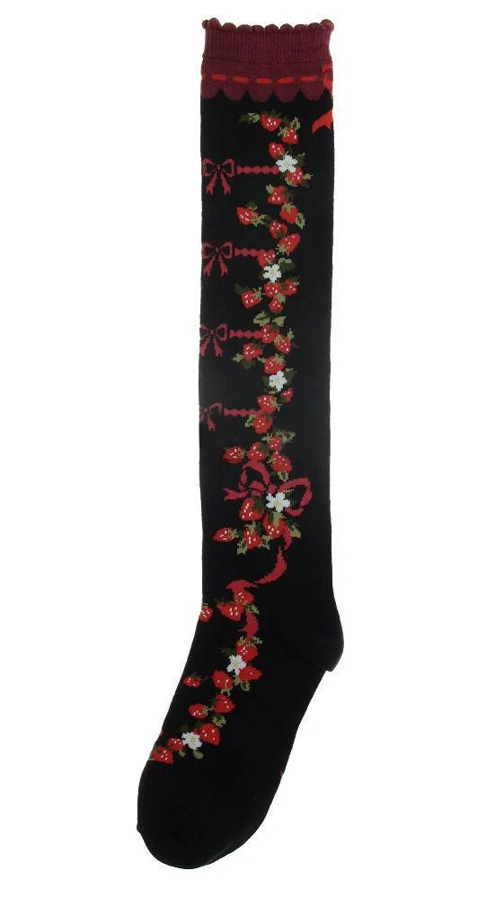lolita tube socks lace rose streamer lolita socks with beautiful flowers female Lolita socks japanese Sweet Kawaii Girl party