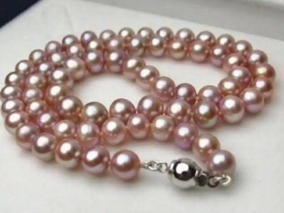 

Hot sale new Style 7-8MM Genuine Natural Lavender akoya cultured pearl necklace 17"