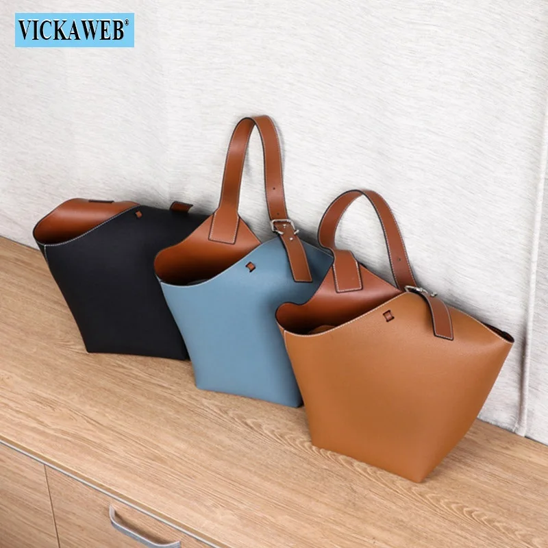 Free Gift 2022 Trend Women Brand Shoulder Bags 100% Genuine Leather Female Fashion Designer Shopper Tote Handbags Bucket Purses