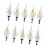 10pcs/lot LED Candle Bulb E14 4W 8W 12W AC 220V 230V Retro antique Glass Edison Lamp Vintage C35 C35L Filament Light 360 Degree