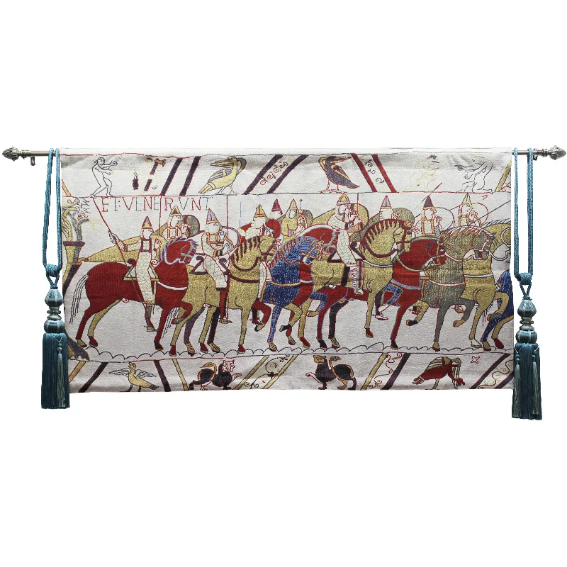 80*140CM Tapestry Art Home Decoration Medieval Classical Bayeux Fabric Wall Hanging Tapestries British War Horse Design