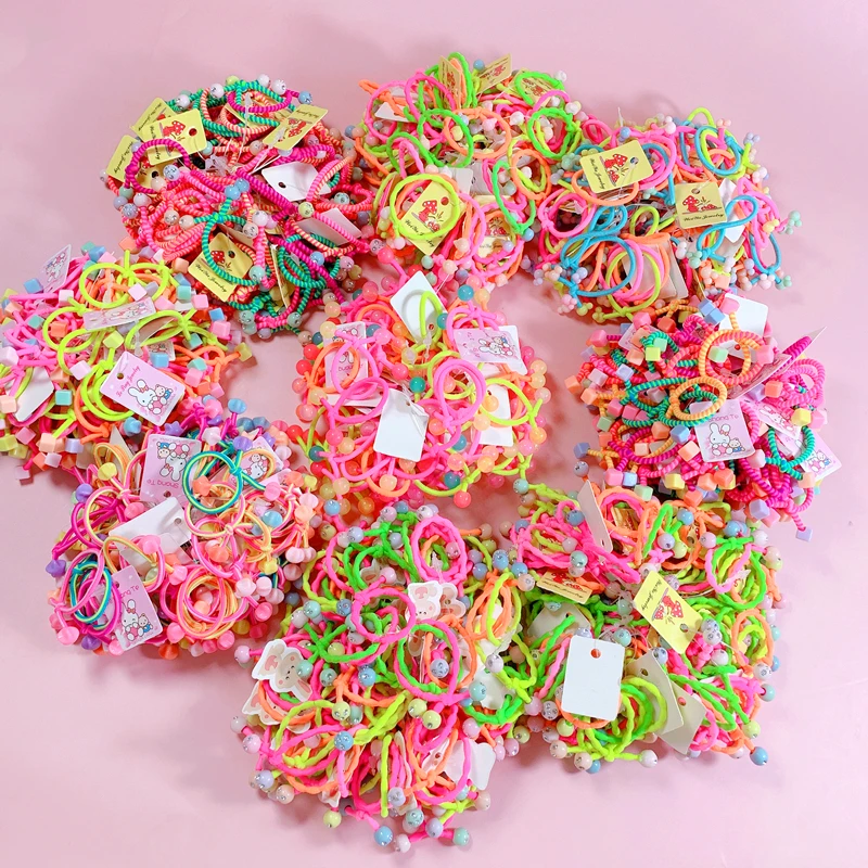 10/20/30PCS Girl Cute Colorful Cartoon Hair Ties Sweet Elastic Hair Rope For Baby Elastic Rubber Band Hair Accessories Headdress