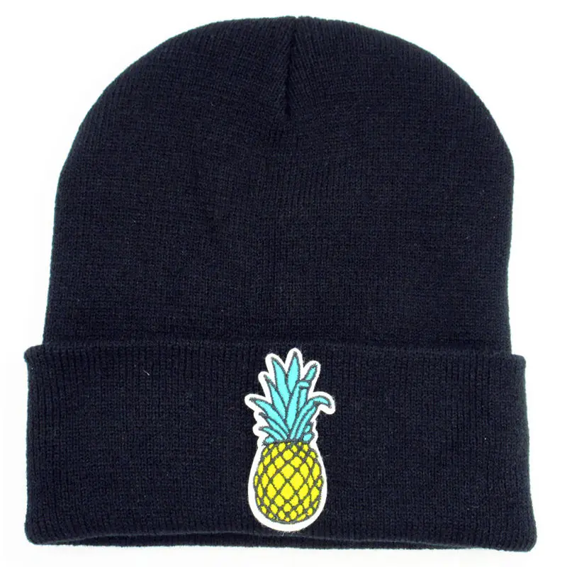 

LDSLYJR Pineapple fruit embroidery Thicken knitted hat winter warm hat Skullies cap beanie hat for men and women 147