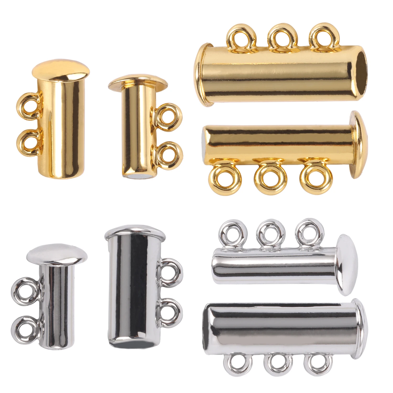 

5pcs Stainless Steel Strong Magnetic Clasps Crimp End Caps Slider Clasp Buckles Tubes For Necklace Bracelet Chain Buckle Hook
