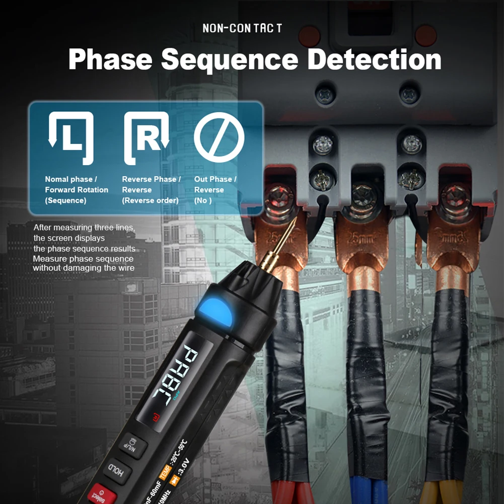 ET8906/ET8908/ET8909 3 In 1 True RMS Digital Multimeter Voltage Test Pen Phase Sequences Resistance Diode Meter