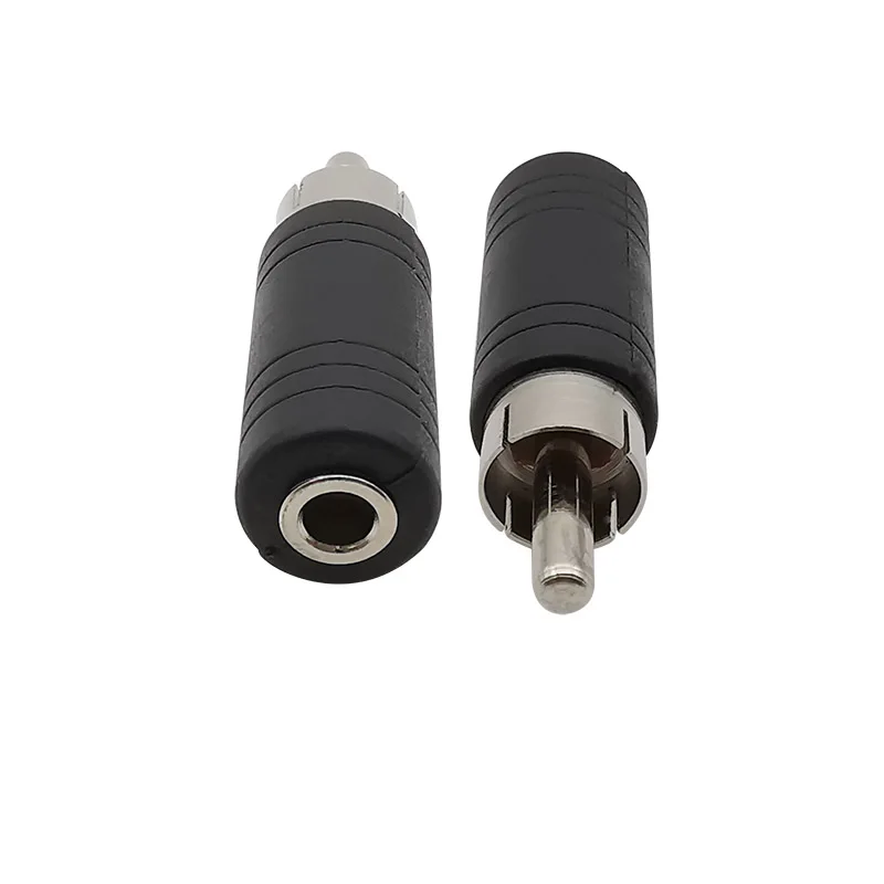 2 szt. Złącze męskie RCA do 3.5mm żeńskie gniazdo dźwięk Mono Adapter złącze konwertera 3.5mm do RCA czarny do mikrofonu