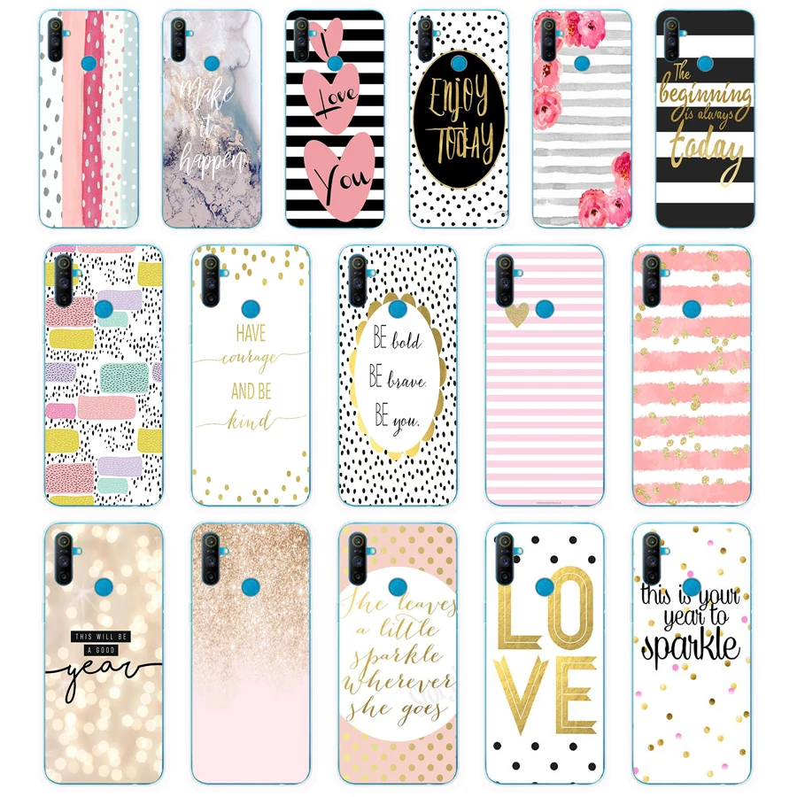 313FG black white stripes gold love gift Soft Silicone Tpu Cover phone Case for OPPO A5S A7 AX7 A5 A9 2020 Reslme C3