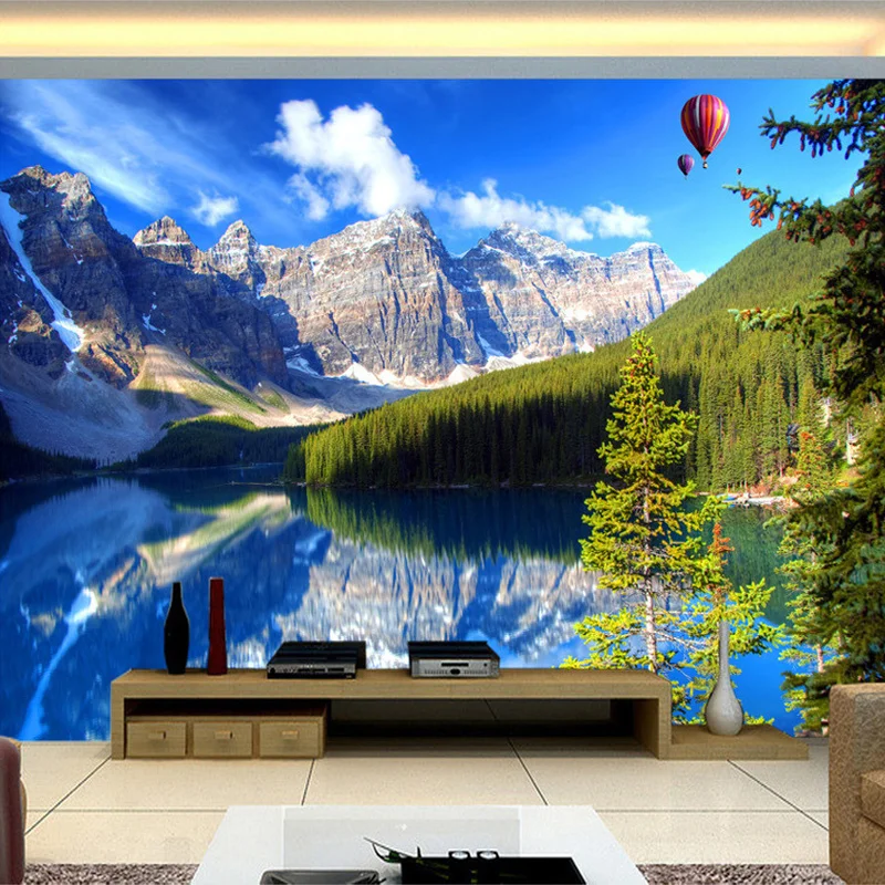 Custom Mural Wall Papers Home Decor Snow Mountain Lake Nature Landscape Photography Background Wall Painting 3D Photo Wallpaper