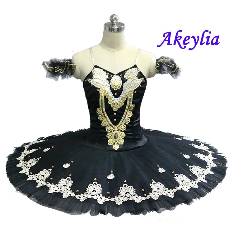 Professional tutu black women ballet pancake tutu International competition dress black adult ballet stage costume tutu for girl