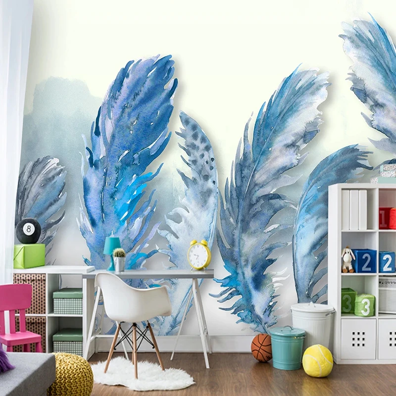 Custom 3D Self-Adhesive Modern Feather Wallpaper Living Room Bedroom Creative Art Wall Painting Papel De Parede Stickers Tapety