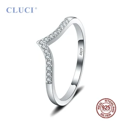 CLUCI Simple Style 925 Sterling Silver Wedding Ring For Women Mini Zirconia Fine Jewelry 6/7/8/9/10 Size Hot Sale DR1015SB