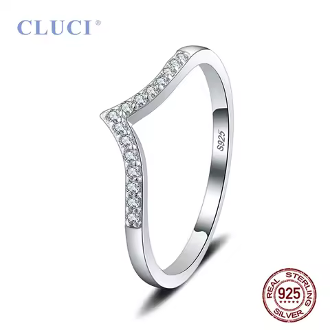 CLUCI Simple Style 925 Sterling Silver Wedding Ring For Women Mini Zirconia Fine Jewelry 6/7/8/9/10 Size Hot Sale DR1015SB