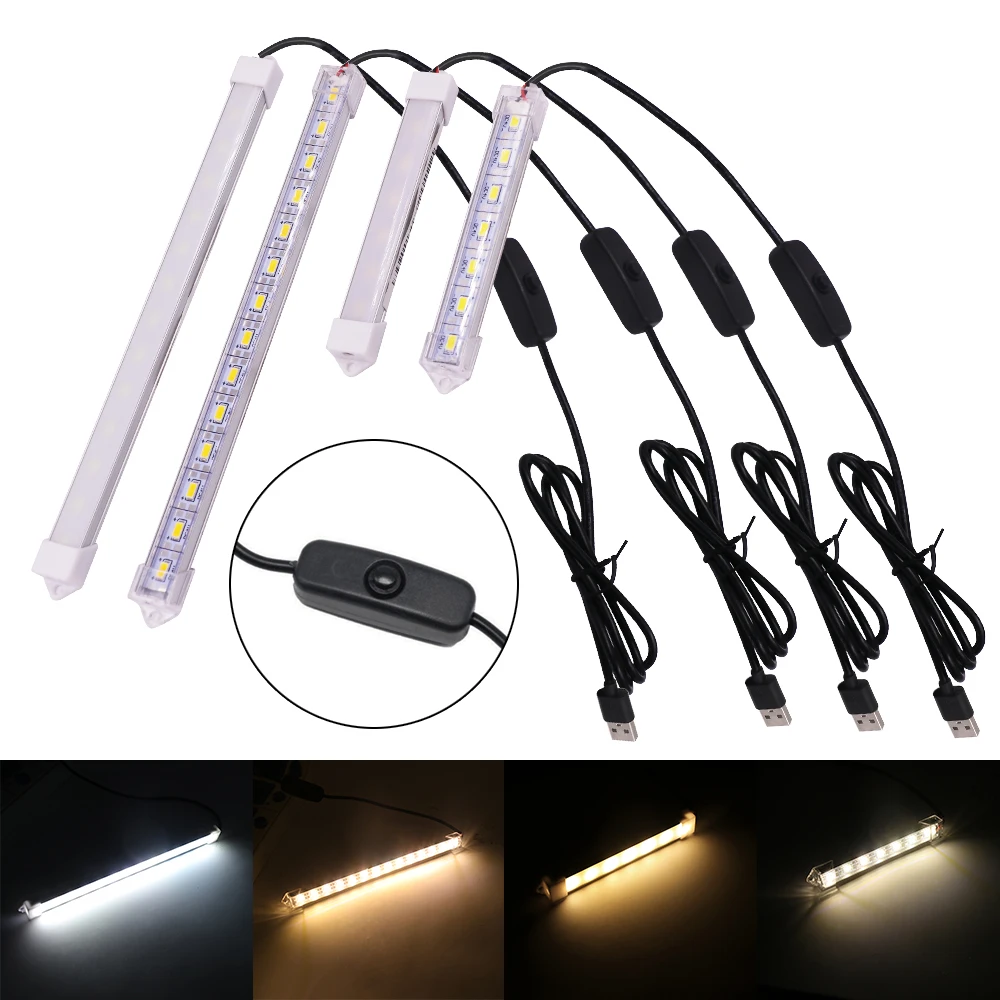 Led Bar Night Light With Switch 5V USB SMD5630 High Brightnes Rigid Strip 10/20/35/40/50cm Under Cabinet Wardrobe Tube Lamp