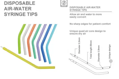 

Dental Disposable Air-Water Syringe Tips 3-Ways Triple Spray Nozzles Dentist Products Tools