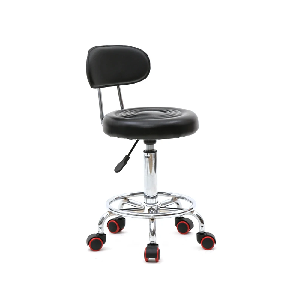 2 Colors Round Shape Adjustable Salon Stool   Leather Stool Height Adjustable Bar Chair Work Rotating Chair
