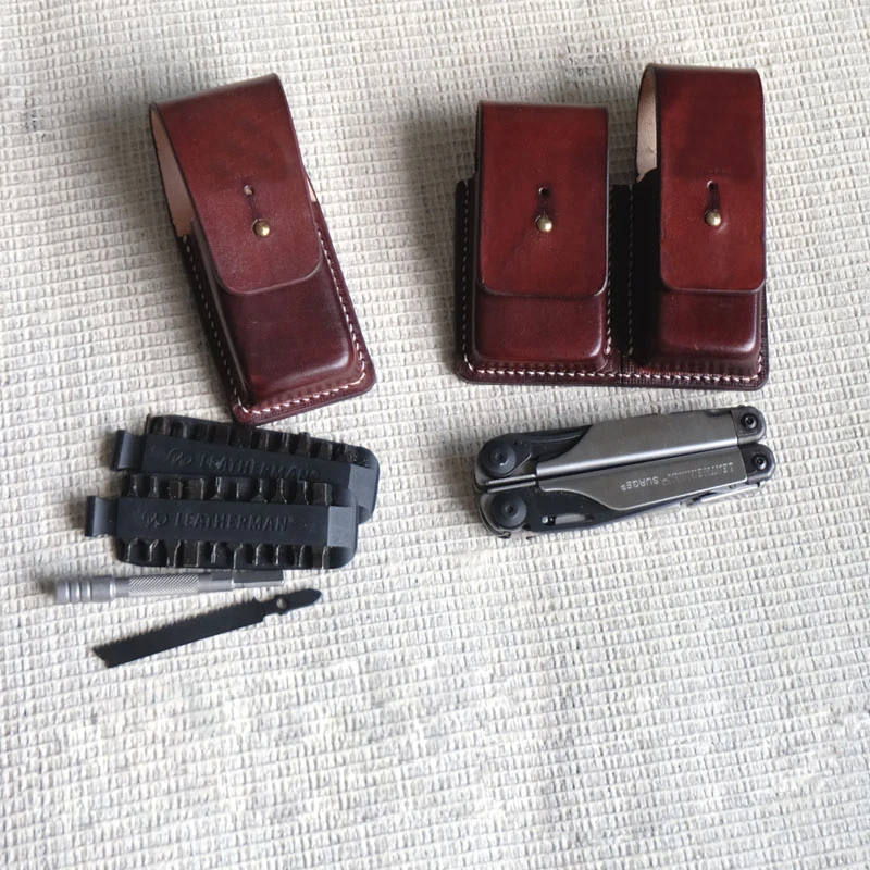 Handmade Leather Belt Pouch Leather sheath  Vegetable Tanned Leather Protective Case for Leatherman surge pliers tool  set