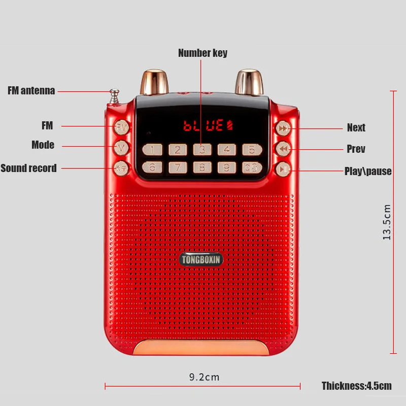 10W Bluetooth Loudspeaker With 3 18650 Battery TF USB FM Sound Record Megaphone Speaker Voice Amplifier For Teaching Guide