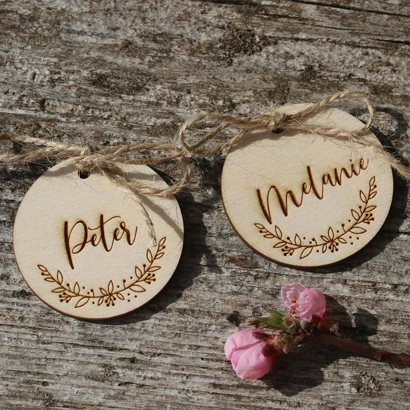 Custom engraved round tags,Personalized Wooden tags,Wood Heart,Heart Tags,Heart Favors,Wedding table name