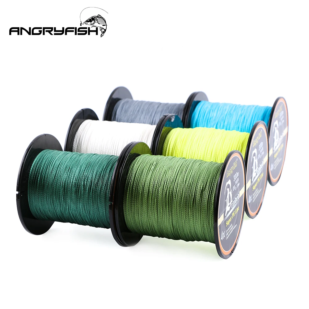 ANGRYFISH 300M/500M 4 Strands Braided Fishing Line 8 Colors Super PE Line Strong Strength