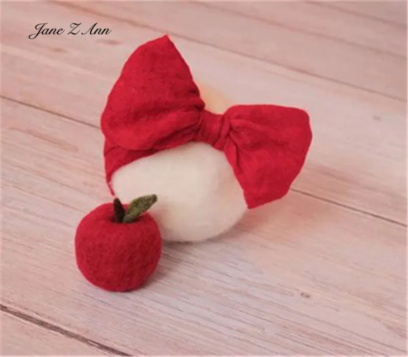 Newborn photography prop wool felt tiara watermelon bow headphone milk tea cookie shape hat studio shooting props