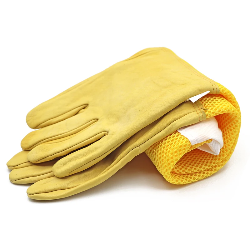 1Pair Beekeeping Gloves Protective Sleeves Breathable Anti Bee Yellow White Long Gloves For Beekeeper Beekeeping Tools