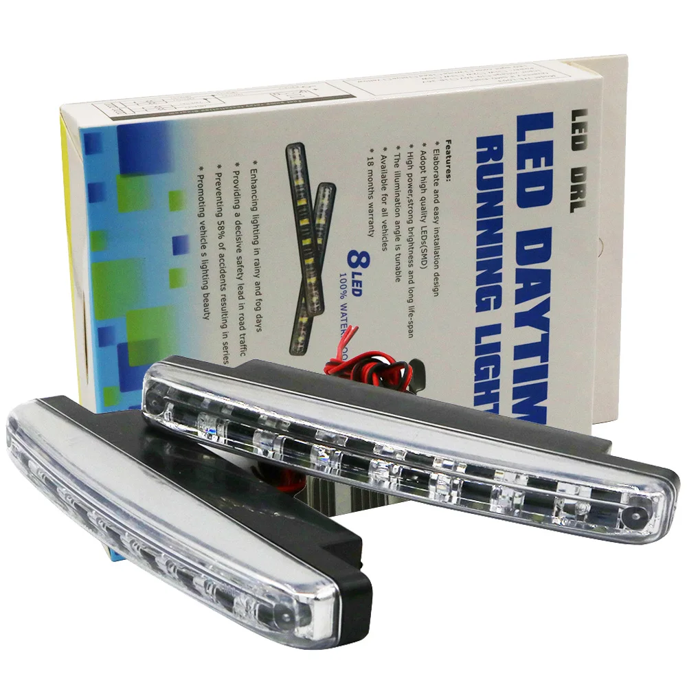 

YSY Universal 2Pcs 8 LEDs Car Daytime Running Lights DRL Auto Fog Light Super Bright Waterproof White External DC 12V