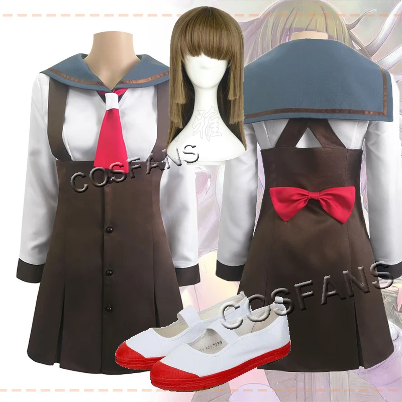 Anime Bakemonogatari Cosplay Nadeko Sengoku Cosplay kostiumy Nisemonogatari kostium Halloween mundury kobiety pełny zestaw peruka buty