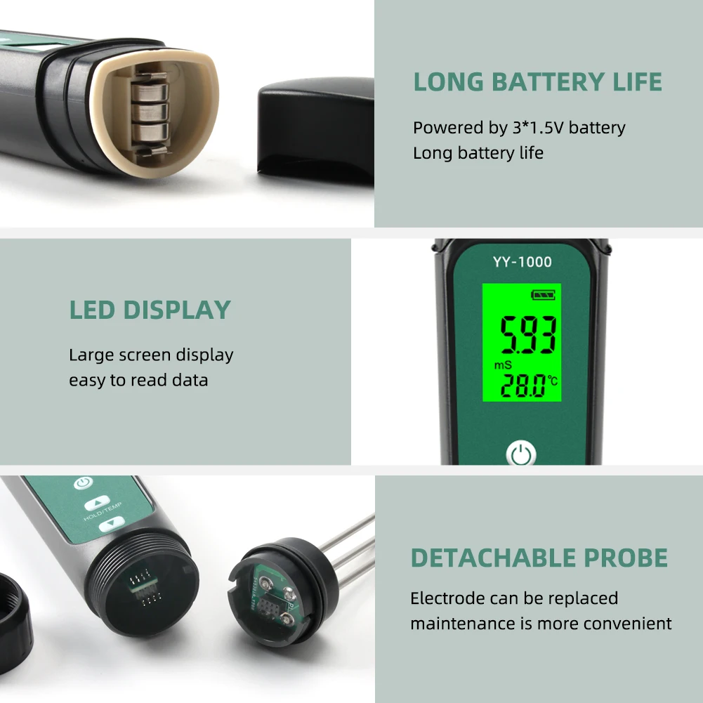 3 en 1 Sol Numérique CE Humidité Température Mètre Testeur D'humidité LED Affichage Supprimer Sondes Analyseur De Test pour La Plantation Outil Agricole