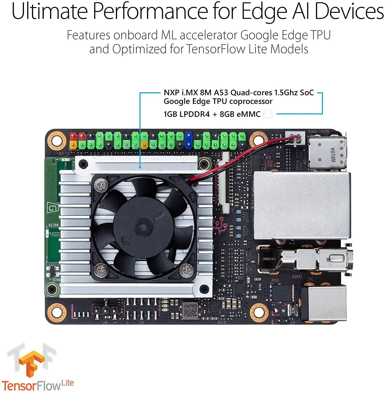 YouyeetooASUS-Carte de développement Tinker Edge T AI, NXP i.MX 8M, Google Edge, TPU, 4 hauts, optimisé pour TensorFlow Lite, 1GLPDDR4 + 8GeMMC