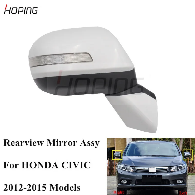 Hoping Outer Rearview Mirror Assy  For Honda For CIVIC FB2 FB3 FB6  2012 2013 2014 2015 5PINS Unpainted With Lamp