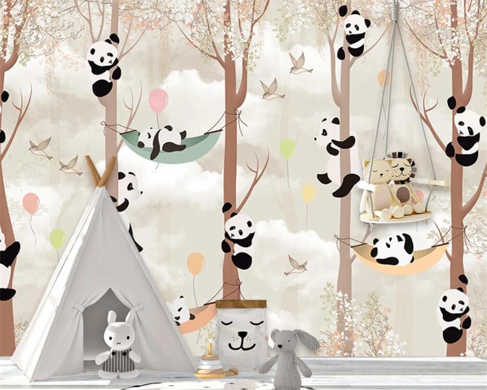 

Custom wallpaper 3D mural romantic Cartoon panda background wall children room decoration 3d wallpaper painting