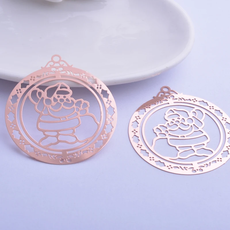 30 Stück AB2923 42*48mm Große Runde Weihnachtsmann-Anhänger DIY Ohrringe Schmuck – Detail 7