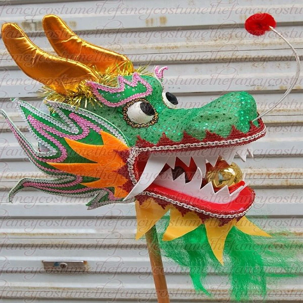 3.1M kid Size CHINESE Culture DRAGON DANCE Props Silk Folk Festival Celebration 4 Player Party Mascot Costume Stage Show