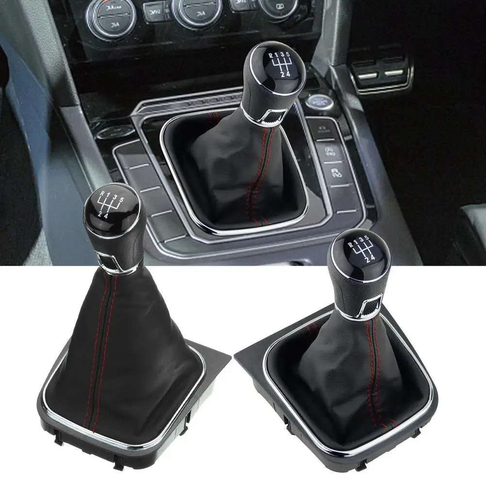 Car Gear Shift Red Line Dust Cover Leather Case 5 Gears 6 Gears for Golf 5 MK5 R32 GT 2004 2005 2006 2007 2008 2009