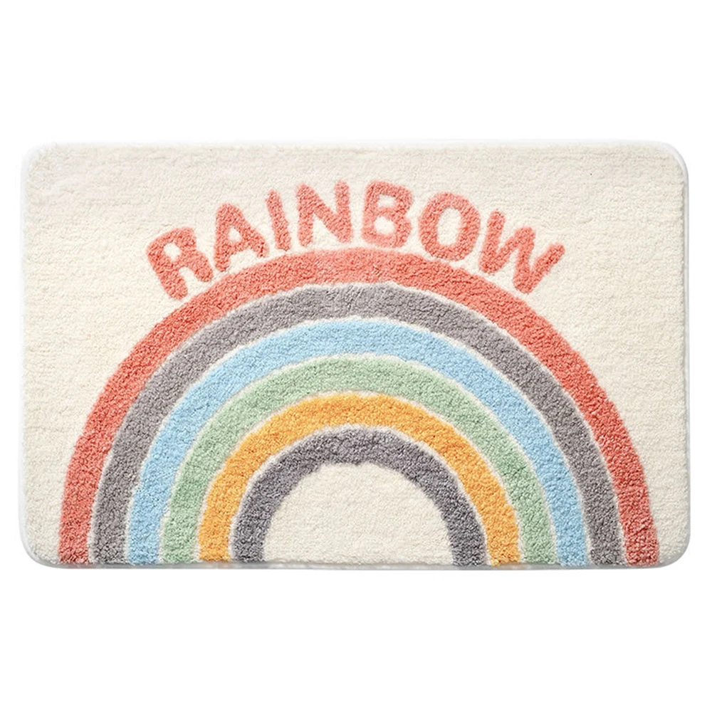 All Season Soft Non-Slip Bathroom Carpet Rainbow Print Doorway Water Absorbent Bath Mat Home Decor Floor Rug Shower Room Mats