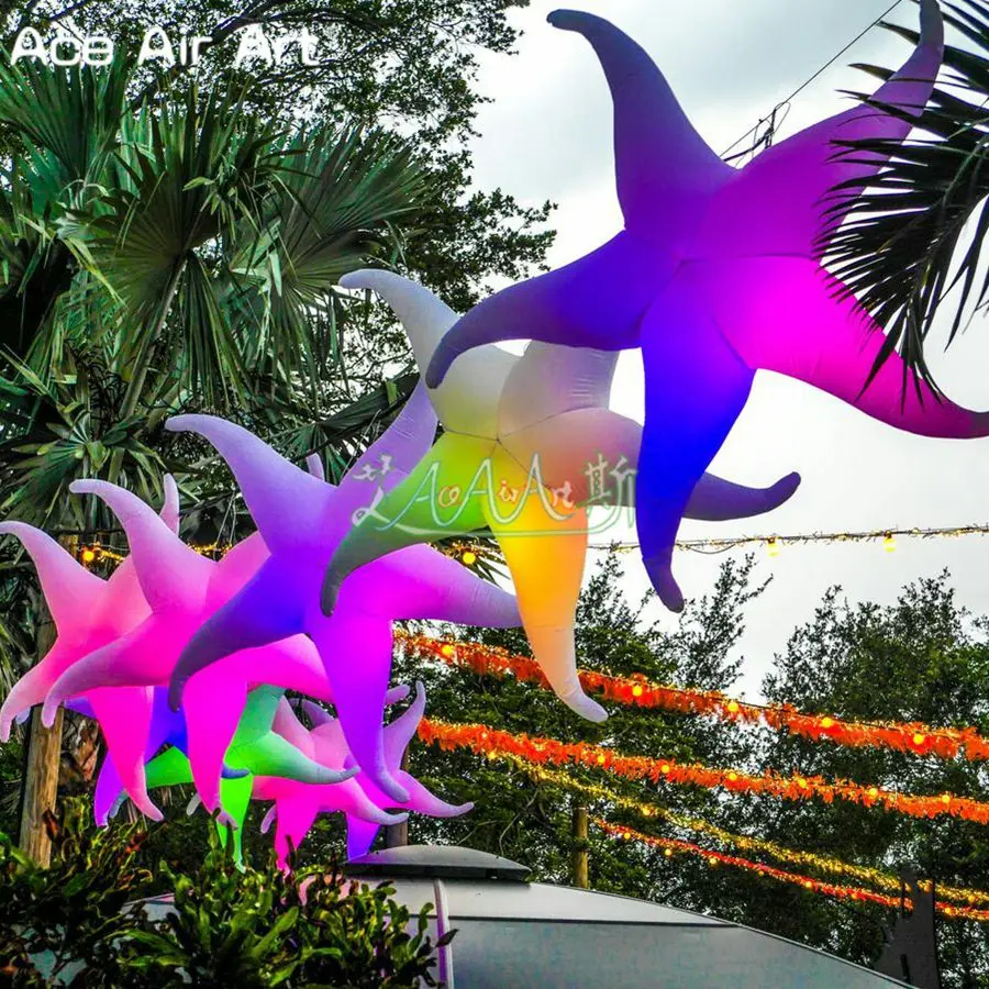 Wholesale Sea Animal Model Inflatable Starfish Replica Hanging Stars with Glowing lLights for Party and Events