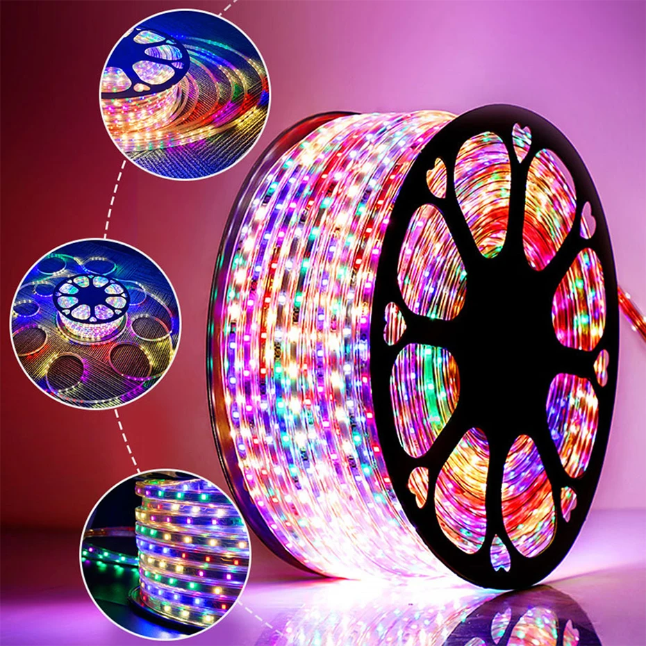 Dreamcolor Waterproof LED Strip Light SMD2835 220V 1M/5M/10M/15M/20M/25M/30M Decor Outdoor Garden Led Tape with EU Plug 8 Mode