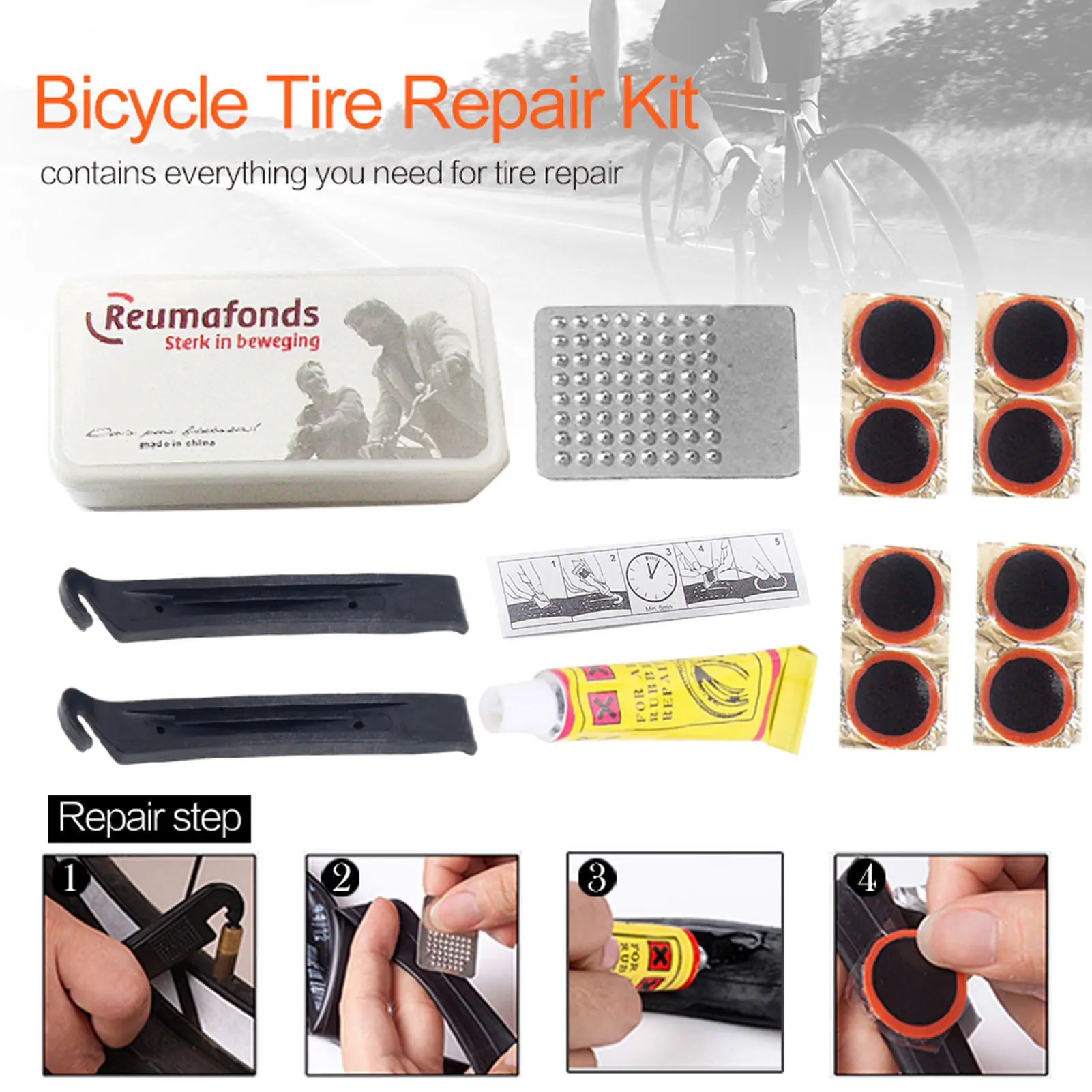 Bicycle Repair Tool Set Bike Tire Repair Kit Bike Flat Tire Repair Kit Set Patch Rubber Accessories Emergency Tire Repair Tool