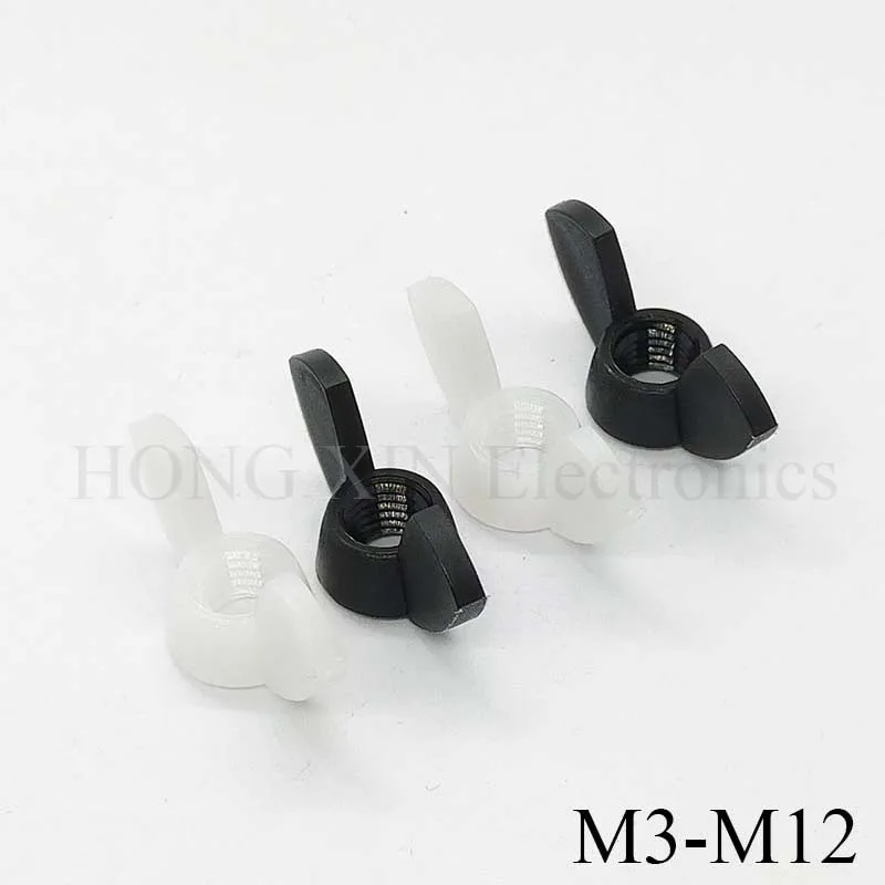 Wing Nuts Butterfly Nut To Fit Bolts & Screws Black or White M3 M4 M5 M6 M8 M10 M12 Plastic Screw Cap 5pcs