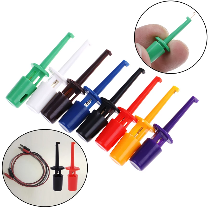 New Multimeter Lead Wire Kit Test Hook Clip 5color Each2 Test Probe SMT / SMD IC D20 Cable Welding Circular Test Clip 10/12PCS