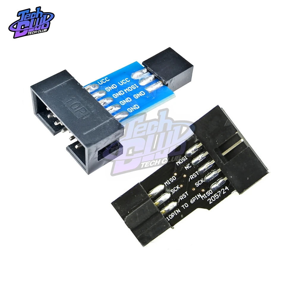 10Pin To 6PiN Convert To Standard Adapter Board for ATMEL STK500 AVRISP USBASP ISP Interface Converter AVR Black/Blue