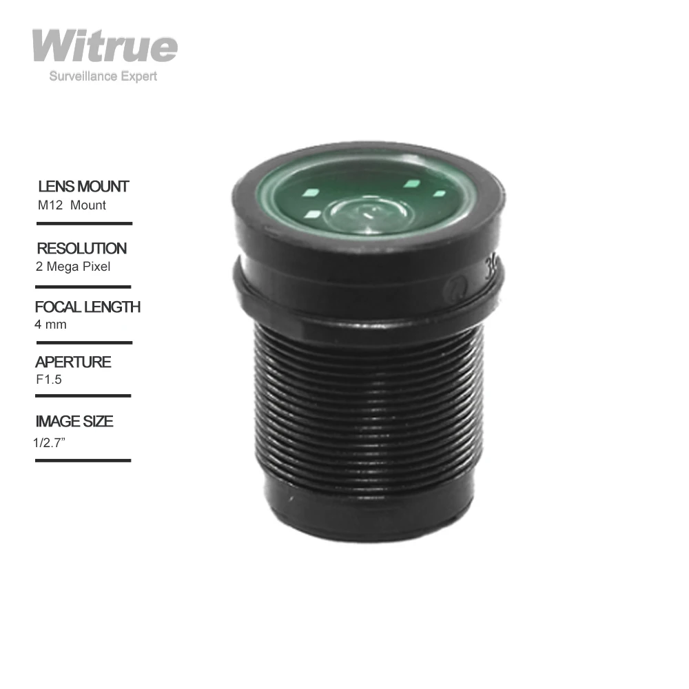 

Witrue Starlight Lens 2MP 4mm Fixed Aperture F1.5 For SONY IMX290/291/307/327 Low Light CCTV AHD IP Camera