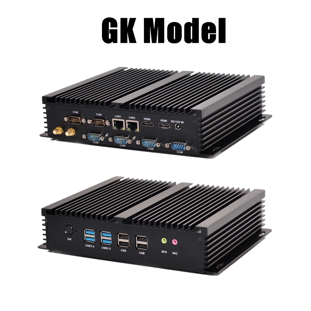 Computer industriale Eglobal Mini PC senza ventola Win10 Core i7 i5 i3 2Lans 6 * COM Micro Computer USB componenti Linux 4G Laptop HDMI