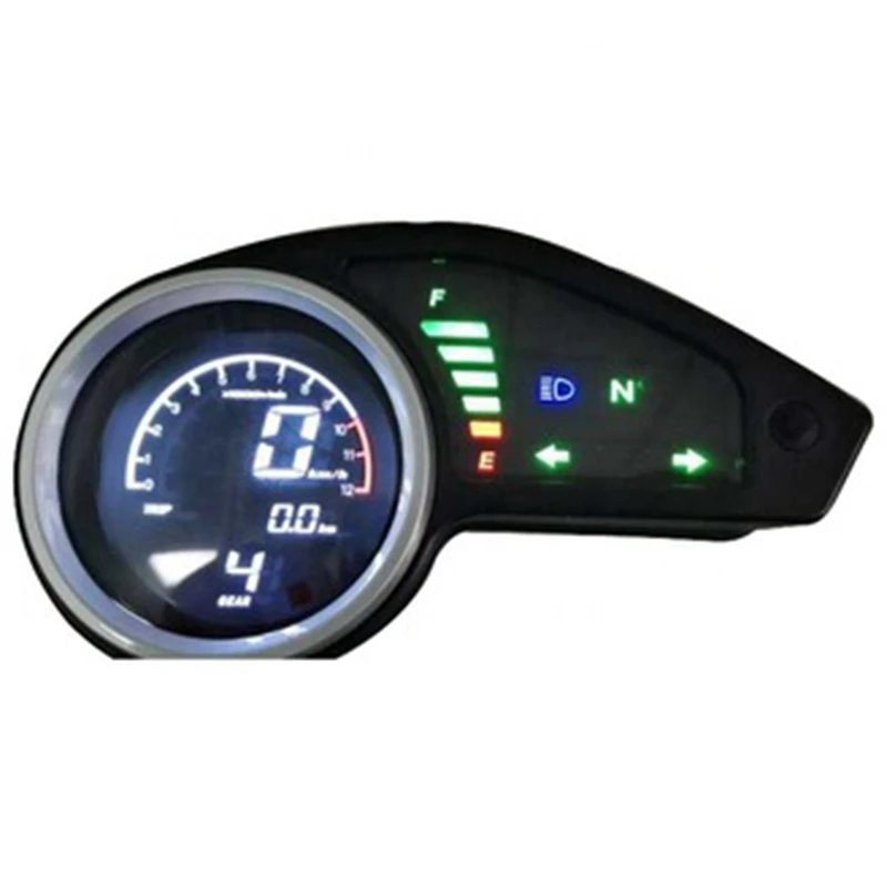 DHBH-Universal Digital Motorcycle Odometer LCD Meter Speedometer Tachometer Gauges with Night Light