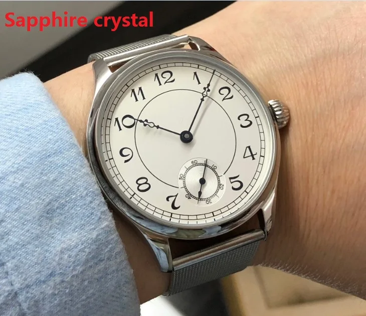 

Sapphire crystal 44mm GEERVO white dial Asian 6498 17 jewels Mechanical movement men's watch Mechanical watches GR41-20