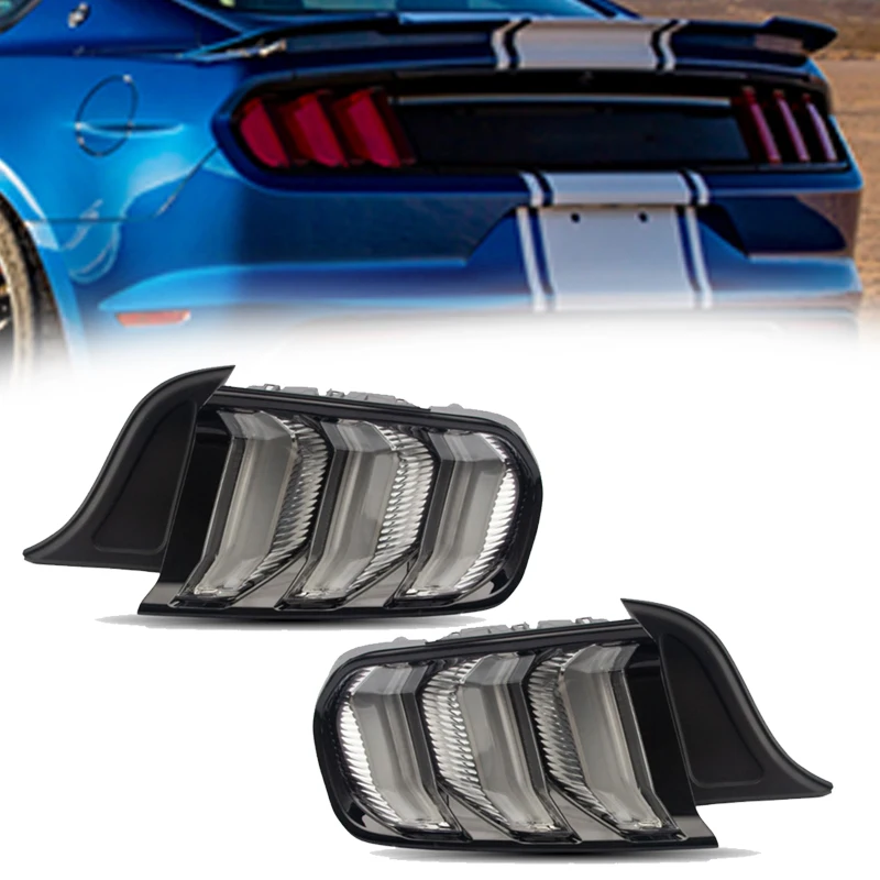 Ford Mustang LED Taillight LED Tail Lamp for 2015-UP Full LED Brake +DRL+Turn Signal with Red Clear and Smoked Three Colors