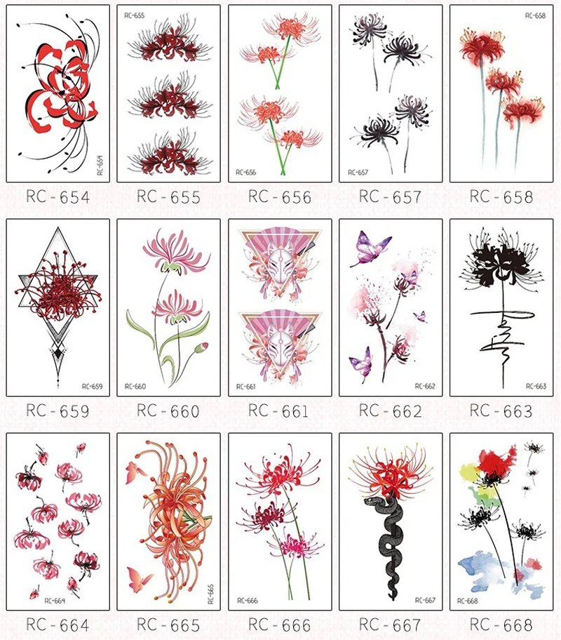 

15 Sheet/set Flowers Temporary Tattoo Sticker Waterproof Fake Tattoo For Women Girls Hands Tattoo Body Art Tatuajes Temporales