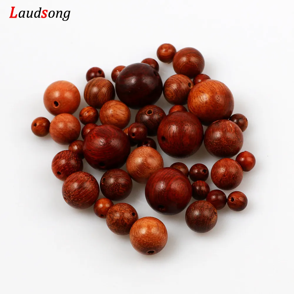 High Quality Natural Wood Beads 6-12mm Myanmar Rosewood Round Loose Beads For Jewelry Making DIY Bracelet Beaded Accessories