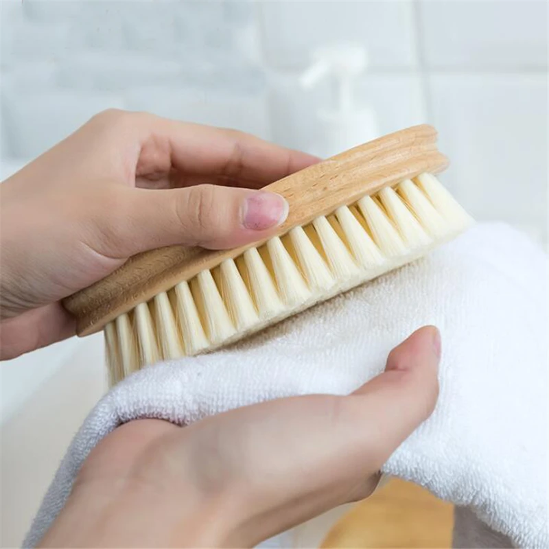 Soft Durable Laundry Wood Brush Clean Tool Housework Shoes Hand-Held Wash Clothes Brush Practical Kitchen Bath Clean Products