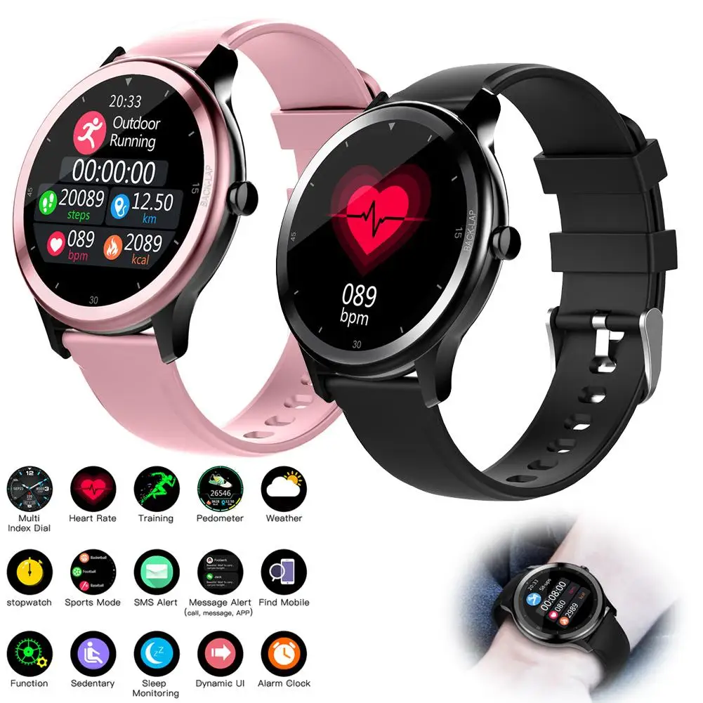 

Round Touch Screen Smart Watch Fitness Tracker Sport Wristwatch Heart Rate Monitoring for Android iPhone Men Women